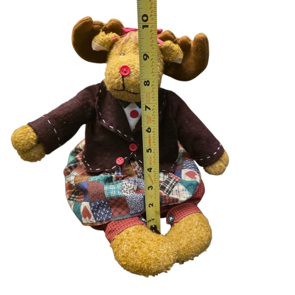 RUSTIC MOOSE Plush Doll/ Stuffed Animal‎ Christmas w/Quilted Skirt Pattern